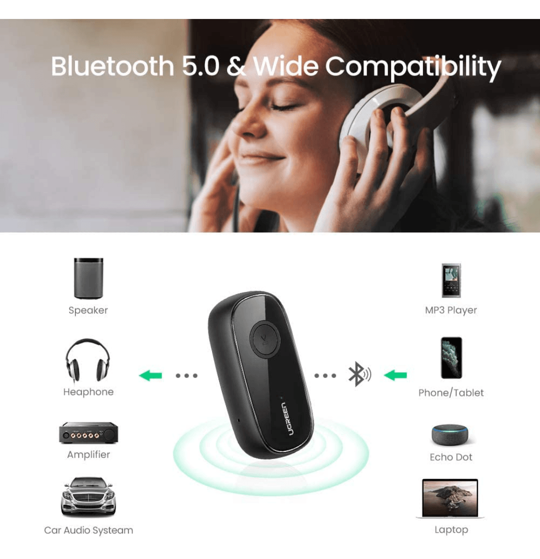 Receptor Bluetooth 5.0 Ugreen Inalámbrico Para Carro Computador Manos Libres - FOXCOL Colombia