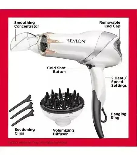 Secador de cabelo infravermelho profissional Revlon. 1875w Brilho Reforçado