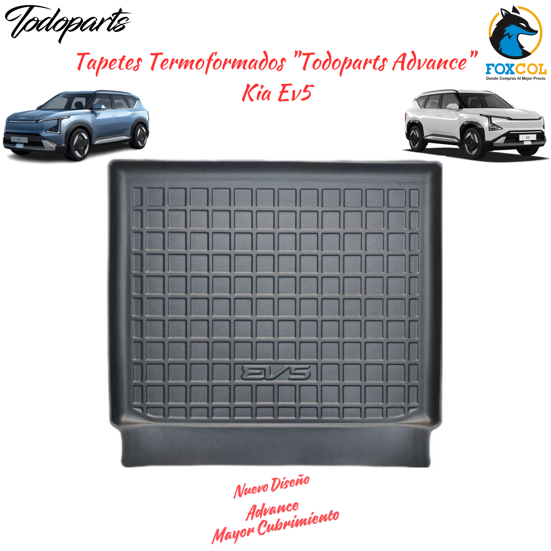 Tapete Termoformado Todoparts 3 mm Baúl Kia EV5 2025 A 2026