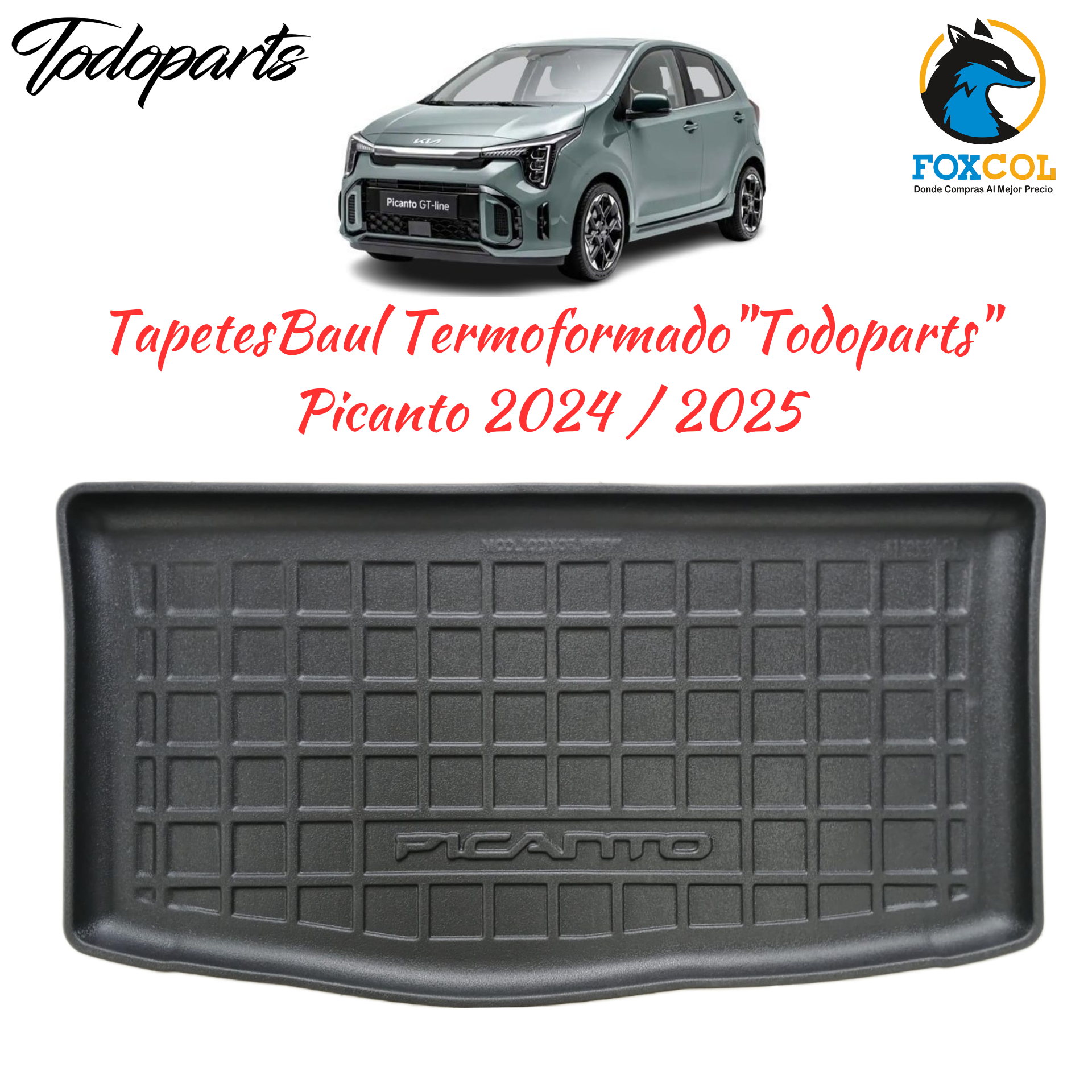 Tapete Termoformado Todoparts 3 mm Baúl Kia Picanto 2018 A 2026