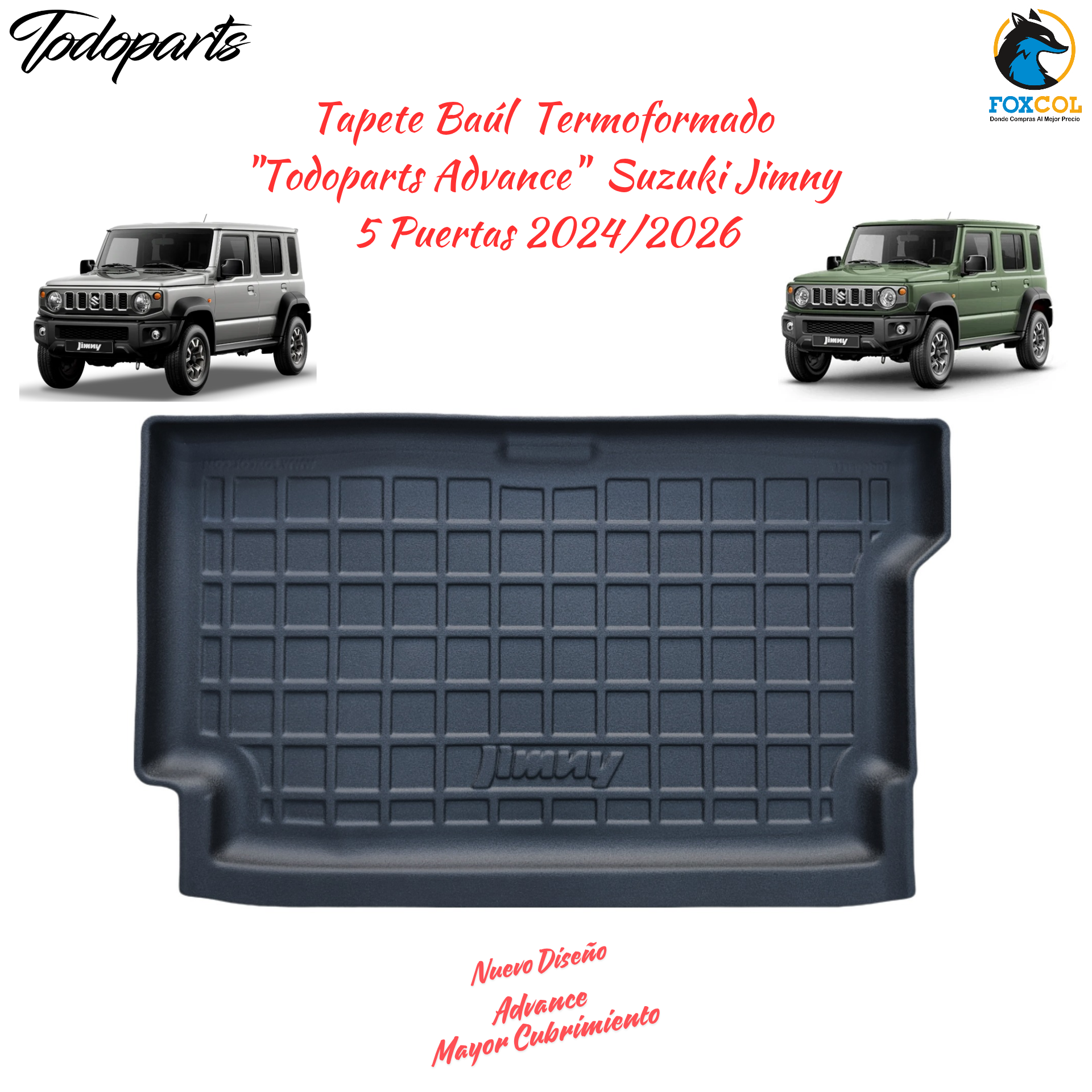 Tapete Termoformado Todoparts Baúl Suzuki Jimny 4 Puertas 2024 A 2026