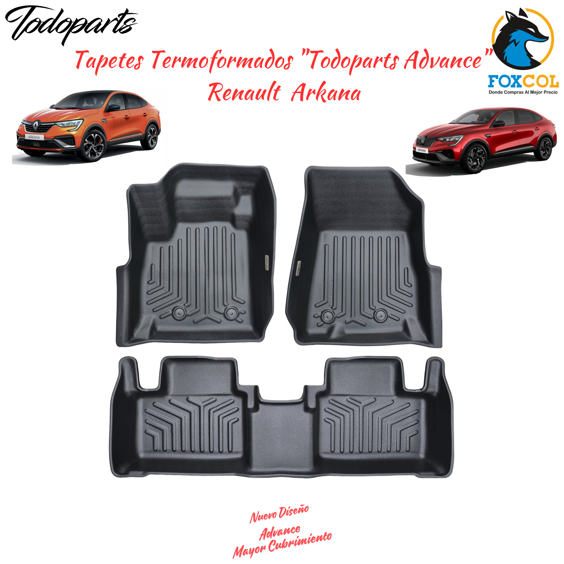 Tapetes Termoformados Foscos Todoparts Renault Arkana 2025 a 2026