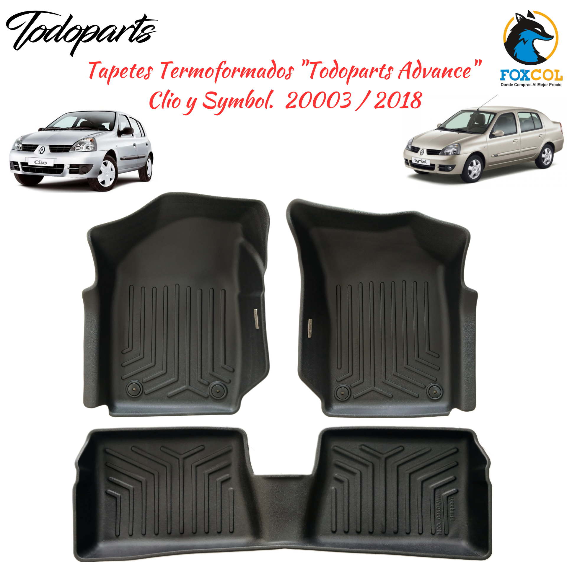Tapetes Termoformados Mate Todoparts Renault Clio Y Symbol 2003 A 2018