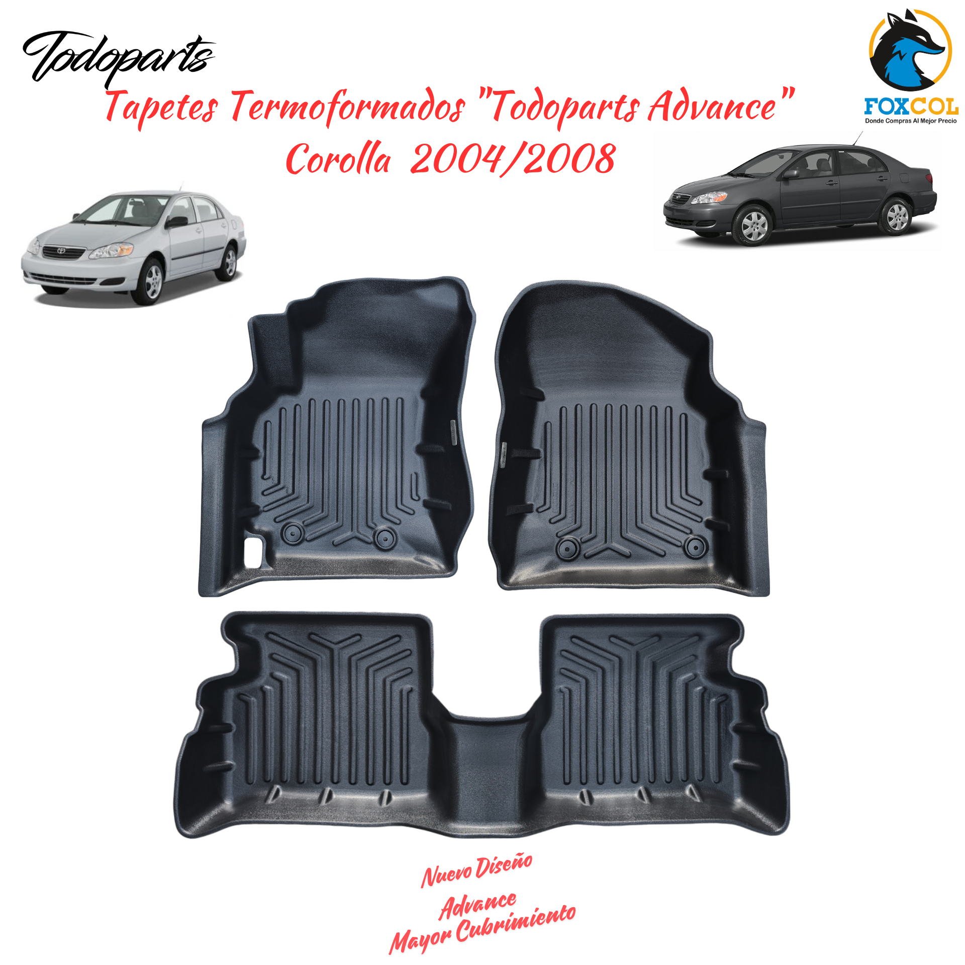 Tapetes Termoformados Mate Todoparts Toyota Corolla 2004 A 2008