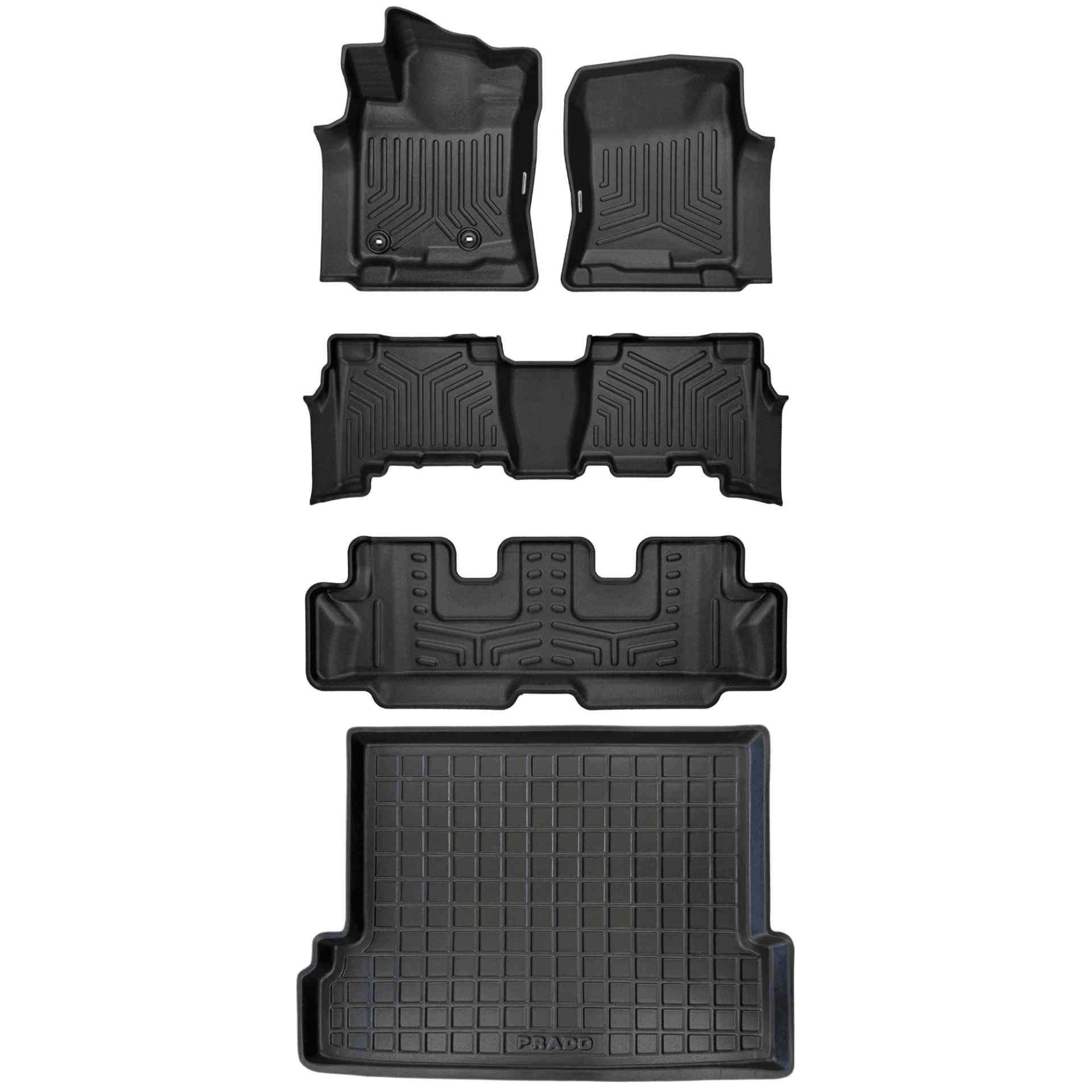 Todoparts Thermoformed Floor Mats 3 Rows + Trunk Toyota Prado 2010 to 2024 