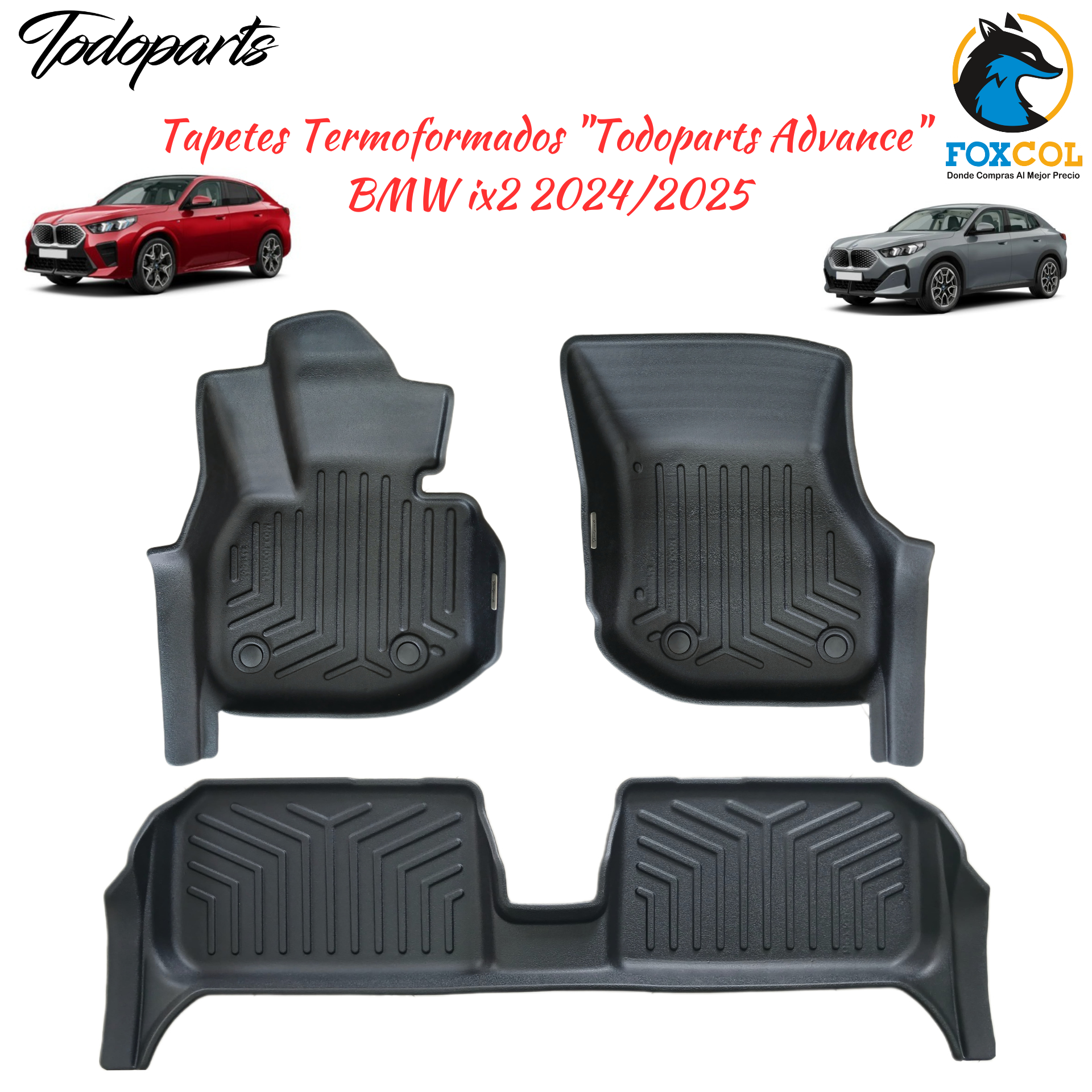 Todoparts Matte Thermoformed Floor Mats BMW iX2 2024 to 2025 