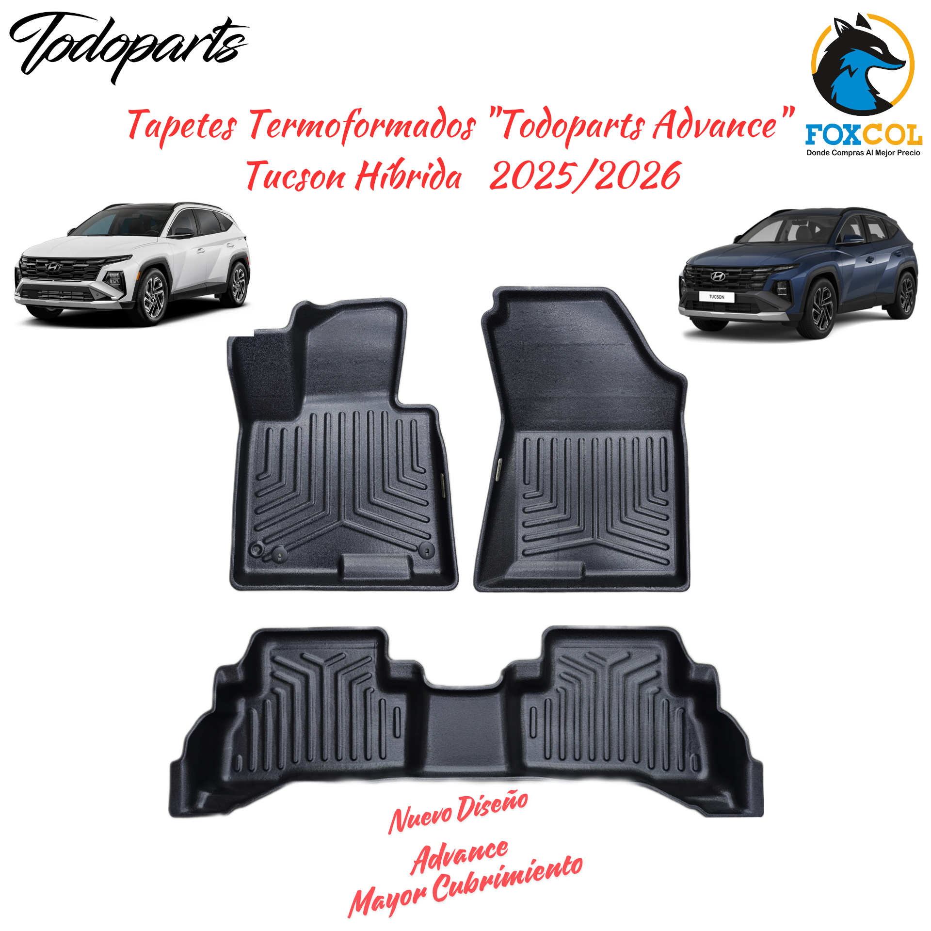 Tapetes Termoformados Todoparts Advance Hyundai Tucson Híbrida Y Gasolina Europa 2025 A 2026