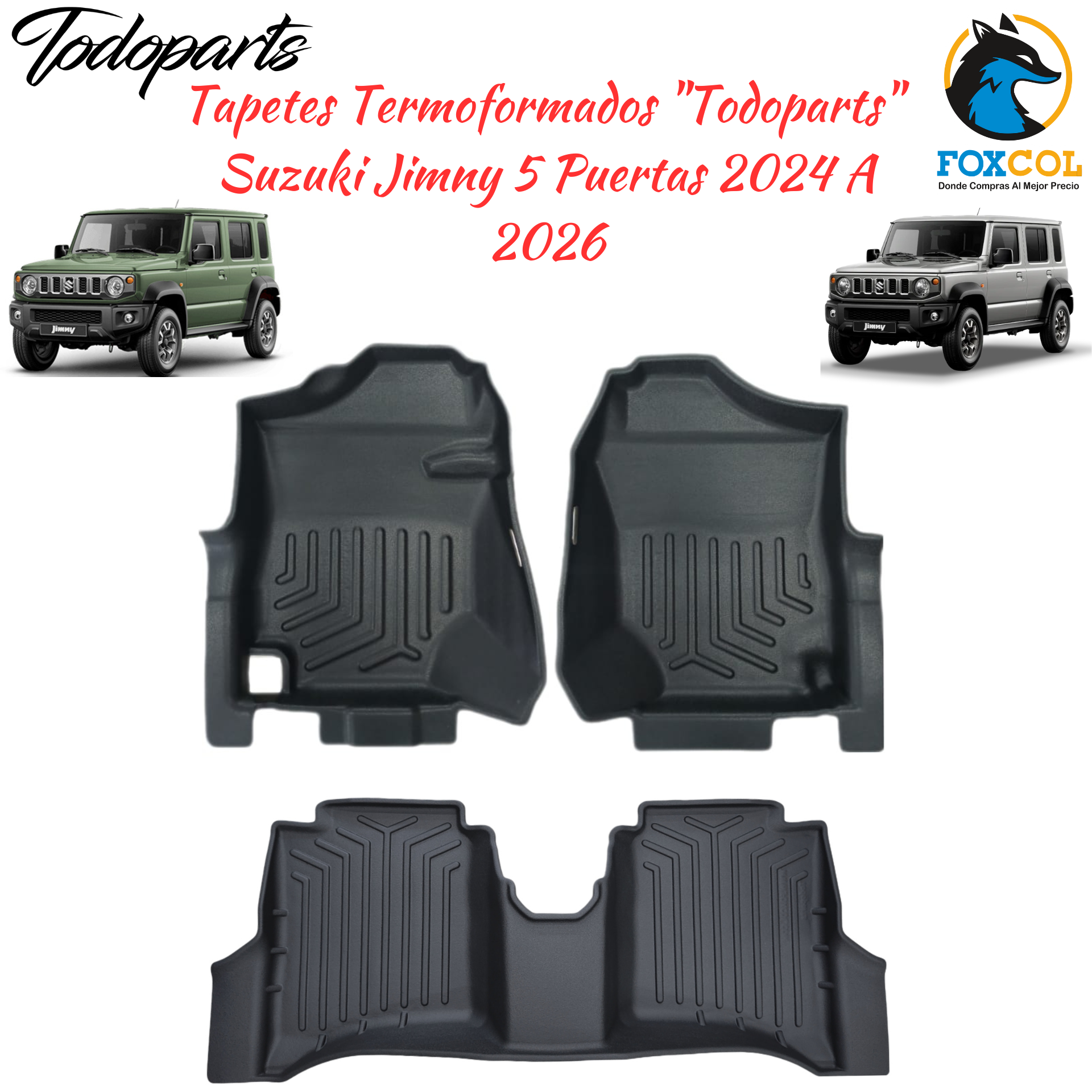 Tapetes termoformados Todoparts Suzuki Jimny Mecânico 4 portas 2019 a 2026