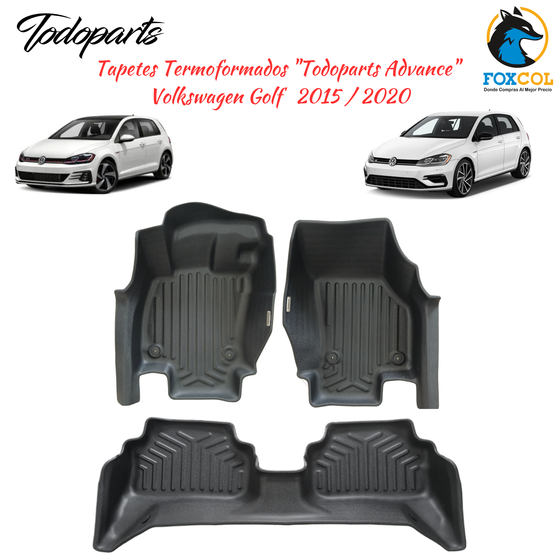Tapetes termoformados Todoparts Advance para Volkswagen Golf 2015 a 2020 
