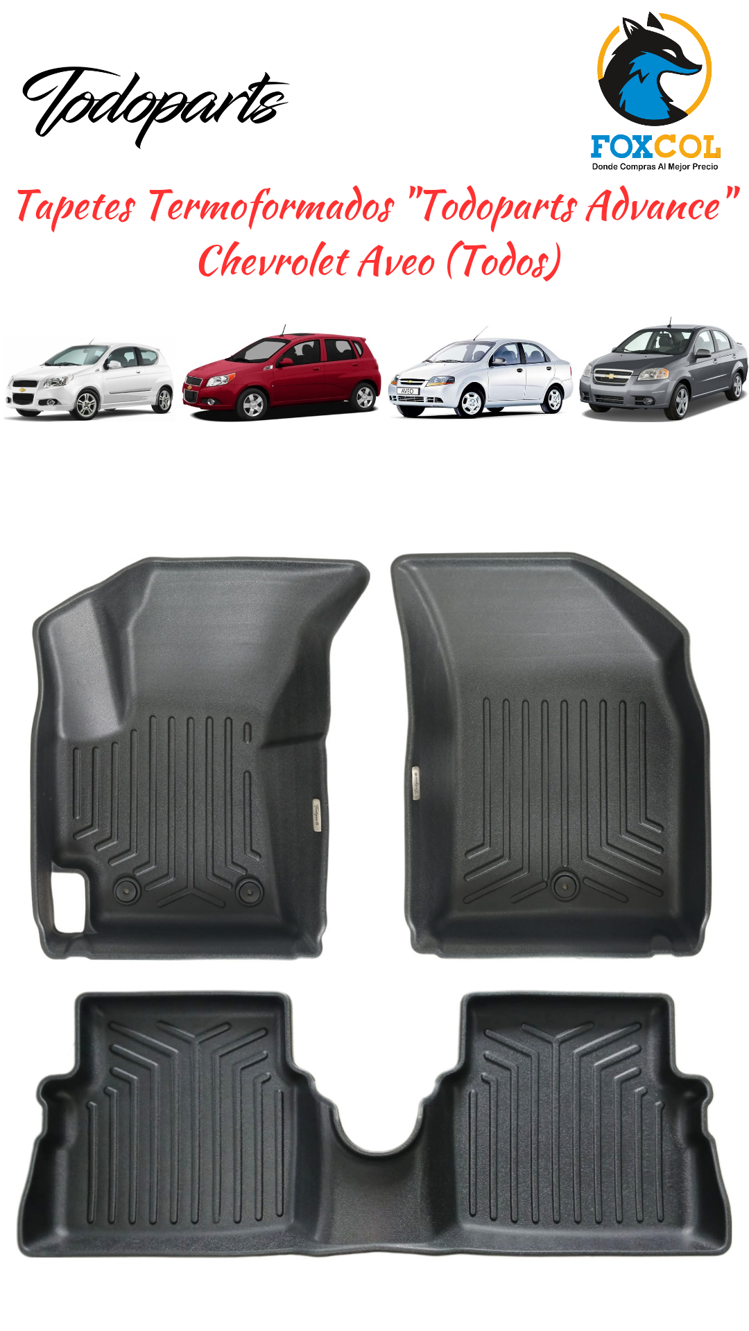 Tapetes Termoformados Todoparts Chevrolet Aveo 2006 A 2014
