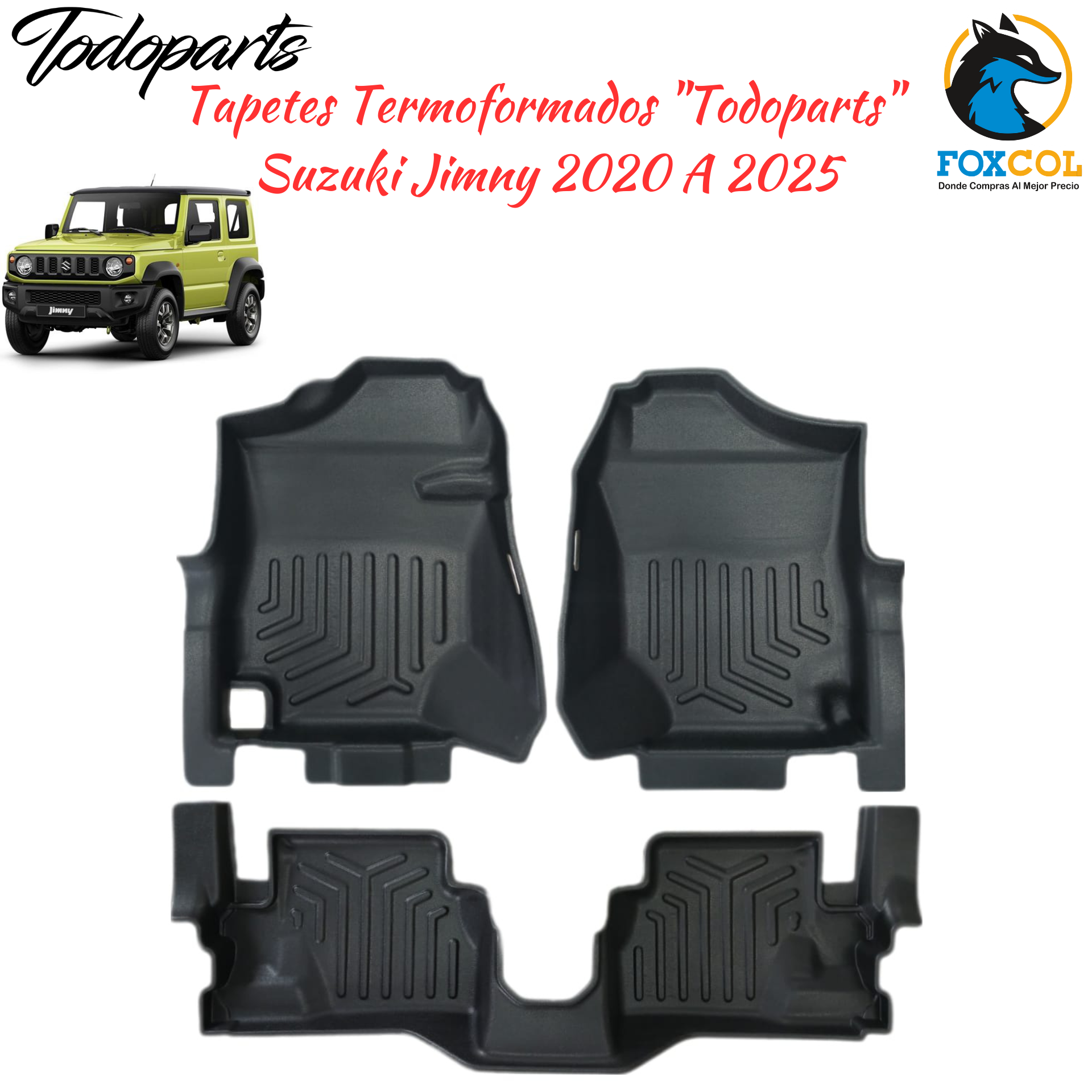 Tapetes termoformados Todoparts para Suzuki Jimny Mecânico 2 Portas 2019 a 2025